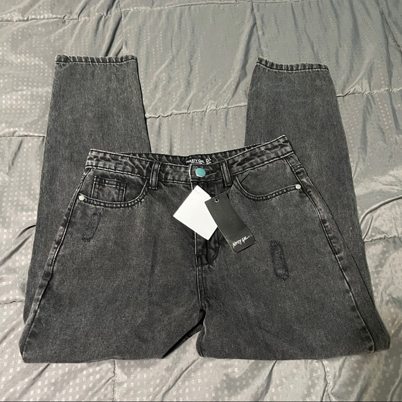 Nasty Gal Denim - Nasty gal collection black wash your tone mom jeans distressed nwt us size 4